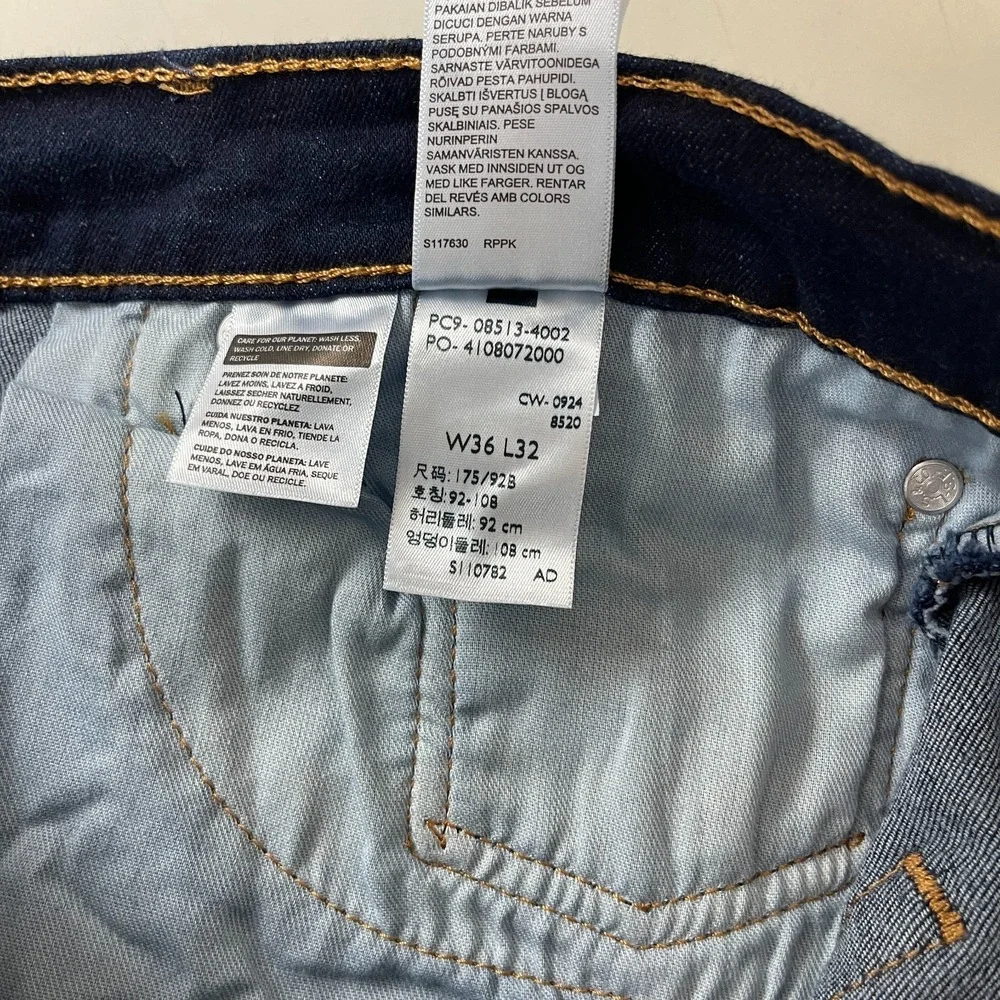 Levis 513 Jeans Mens 36x32 Blue Slim Straight Dark Wash Indigo Preppy Grunge
